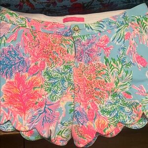 Lilly Pulitzer Pink and Blue Floral High Waist Shorts